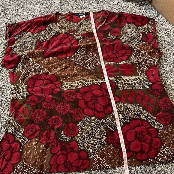 Pura Seta Made in Italy Floral 100% Silk Short Sleeves Blouse Size XL - Picture 8 of 8